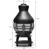 imageGiantex Wood Burning Chiminea Heavy Duty Fireplace Chiminea Wooden Fire Pit with 2Piece Log Grate Premium Rain Cap ampamp Fire Poker 360Fire Retardant Mesh Cover Ideal for Garden Patio Backyard