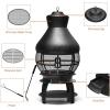 imageGiantex Wood Burning Chiminea Heavy Duty Fireplace Chiminea Wooden Fire Pit with 2Piece Log Grate Premium Rain Cap ampamp Fire Poker 360Fire Retardant Mesh Cover Ideal for Garden Patio Backyard