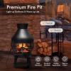 imageGiantex Wood Burning Chiminea Heavy Duty Fireplace Chiminea Wooden Fire Pit with 2Piece Log Grate Premium Rain Cap ampamp Fire Poker 360Fire Retardant Mesh Cover Ideal for Garden Patio Backyard