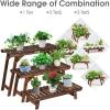 imageGiantex Wood Plant Stand Multi Tier Flower Pot Holder Display Shelf for Home Balcony Patio Garden Flower Shop Outdoor Indoor Ladder Flower Pot Organizer Display Rack 3 Tiers Step Plant Stand