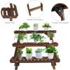 imageGiantex Wood Plant Stand Multi Tier Flower Pot Holder Display Shelf for Home Balcony Patio Garden Flower Shop Outdoor Indoor Ladder Flower Pot Organizer Display Rack 3 Tiers Step Plant Stand