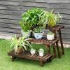 imageGiantex Wood Plant Stand Multi Tier Flower Pot Holder Display Shelf for Home Balcony Patio Garden Flower Shop Outdoor Indoor Ladder Flower Pot Organizer Display Rack 3 Tiers Step Plant Stand