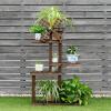imageGiantex Wood Plant Stand with Windmill 5 Tier Multiple Flower Pot Holder Display Shelf for Home Patio Garden Living Room Outdoor Indoor Plant Display Rack 5 Tiers Accommodate for 69 Flowerpots