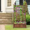 imageGiantex Wood Planter Free Standing Plant Raised Bed with Trellis for Garden or Yard 11quot Dx25 Wx48 H2