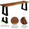 imageGiantex Wooden Dining Bench Seating Chair Rustic Indoor ampampOutdoor Furniture Rustic BrownampampBlackRustic Brownblack