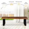 imageGiantex Wooden Dining Bench Seating Chair Rustic Indoor ampampOutdoor Furniture Rustic BrownampampBlackRustic Brownblack