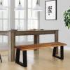 imageGiantex Wooden Dining Bench Seating Chair Rustic Indoor ampampOutdoor Furniture Rustic BrownampampBlackRustic Brownblack
