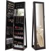 imageCHARMAID Jewelry Armoire with Full Length Mirror Lockable Standing Jewelry Cabinet Organizer with Large Storage Capacity Inside Makeup Mirror Stable Base Easy Assembly Rustic BrownEspresso