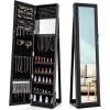 imageCHARMAID Jewelry Armoire with Full Length Mirror Lockable Standing Jewelry Cabinet Organizer with Large Storage Capacity Inside Makeup Mirror Stable Base Easy Assembly Rustic BrownBlack