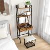 imageCHARMAID Ladder Vanity Desk Set  Makeup Vanity Table with Flip Top Mirror Cushioned Stool 4 Storage Compartments Open Shelves Girls Dressing Table for Small Space Rustic Brown ampamp BlackRustic Brown  Black