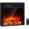 imageGiantex 285quot Electric Fireplace Insert Wall RecessedMounted Freestanding Fireplace with Remote Control 3 Color Adjustable Flames 2 Modes Heat 8 H Timer 5 Brightness Settings 7501500W Heater18inches