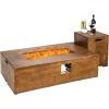 imageGiantex 2Piece Propane Fire Pit Table Set with 20 Gallon Tank Side Table 48 Inch x 27 Inch 50000 BTU Rectangular Fire Table Waterproof Cover CSA Certified Outdoor Furniture for Patio Garden