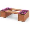 imageGiantex 2in1 Outdoor Bench with Backrest ampamp 2 Raised Garden Beds Wood with Teak Oil Finish Planter Boxes with OpenEnded Base Garden Bench Seat for Porch Balcony Lawn Yard DIY AssemblyTeak