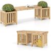 imageGiantex 2in1 Outdoor Bench with Backrest ampamp 2 Raised Garden Beds Wood with Teak Oil Finish Planter Boxes with OpenEnded Base Garden Bench Seat for Porch Balcony Lawn Yard DIY AssemblyNatural