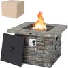 imageGiantex 345quot Propane Gas Fire Pit Table  Patio 2in1 Outdoor Square Fire Table WVolcanic Rock ampamp PVC Cover Stainless Steel Burner 50000 BTU Heat Output Faux Stone Surface Outside Fireplace