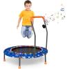 imageGiantex 36quot Trampoline for Kids Mini Toddler Trampoline wColorful LED Lights ampamp Bluetooth Speaker Small Rebounder Exercise Trampoline Indoor wFoam Handle ampamp Padded Cover for Kid Aged 3Blue