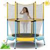 imageGiantex 48quot Trampoline for Kids ampamp Toddlers Safety Enclosure Net Max Load 265 Lbs IndoorOutdoor Small Trampoline Gifts for Boys ampamp Girls Aged 36Blue Yellow