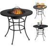 imageGiantex 4In1 Fire Pit Dining Table 32quot Fire Bowl for Outside Wood Burning Fireplaces with Cover Fire Poker Grill Grate Patio Dining Table for Camping Picnic Yard Metal Round Outdoor Fire Pit