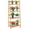 imageGiantex 4Tier Bamboo Plant Stand Flower Pots Holder Display Shelf 475inch Ladder Shelf Plants Organizer Rack for Patio Balcony Garden Home Bookcase Planter Storage Shelving Unit Indoor Outdoor