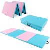 imageGiantex 4x10x 2quot Gymnastics Mat 4Panel Folding Aerobics Exercise Mat wHook ampamp Loop Fastener Carrying Handle Portable Tumbling Mat for Stretching Yoga Cheerleading Martial ArtsBluePink