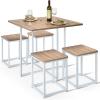 imageGiantex 5 Piece Dining Table Set Dining Set for 4 with Square Stools Small Kitchen Table Set with Metal Frame Compact Design for Small Space Home Kitchen Bar Pub ApartmentBeige  White
