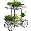 imageGiantex 6Tier Plant Stand Flower Pot Holder Metal Flower Display Shelf with 4 Decorative Wheels Multilayer Parisian Style Plant Pot Holder Rack for Indoor Garden Patio 32quotL x 10quotWx 30quotH Black