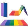 imageGiantex 6x4x2 Gymnastics Mat Folding AntiTear Tumbling Mat wCarrying Handles Hook and Loop Fastener Lightweight Gymnastics Panel Mat Folding Exercise Aerobics Mats for Gym HomeMuticolor