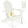 imageGiantex Adirondack Chair Outdoor Folding Chairs HDPE Weather Resistant Patio Chair with Builtin Cup Holder Lawn Chair for Patio Backyard Balcony Deck Outside Plastic Fire Pit Chair 4 GreyWhite