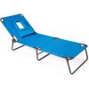 imageGiantex Beach Lounge Chair Chaise Lounge Chairs for Outside with Hole for Face3 Adjustable PositionsReclining Folding Lightweight Patio Lawn Chairs for Sunbathing Tanning Chair NavyNavy