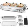 imageGiantex Buffet Server ampamp Electric Food Warmer 2in1 Food Warming Tray Adjustable Temperature 3 Food Pans with Lids Dishwasher Safe 8 QT Stainless Steel Chafing Dishes for Parties Holiday Events26L x 14W x 65H