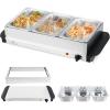 imageGiantex Buffet Server ampamp Electric Food Warmer 2in1 Food Warming Tray Adjustable Temperature 3 Food Pans with Lids Dishwasher Safe 8 QT Stainless Steel Chafing Dishes for Parties Holiday Events21L x 10W x 6H