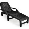imageGiantex Chaise Lounge Outdoor 6 Adjustable Backrests Lounge Chair Recliner Outdoor Furniture for Patio Poolside Garden Foldable Sun Lounger with Wheels 1 BlackBlack