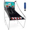 imageGiantex Foldable Basketball Arcade Game 8 Game Options Electronic Double Shot 2 Player w 4 Balls and LED Scoring System Indoor Basketball Game for Kids Adults Black ampamp SilverBlue