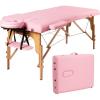 imageGiantex Folding Massage Table Lash Bed 84 Professional Massage Bed 2 Fold with Facial Cradle ampamp Carry Case Spa Facial Tattoo Beds BlackPink