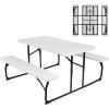 imageGiantex Folding Picnic Table Bench Set Outdoor Dining Table Set Large Camping Table for Patio Lawn Garden Poolside Portable Picnic Tables Weather Resistant Metal Frame Folding Legs Design GrayWhite
