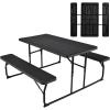 imageGiantex Folding Picnic Table Bench Set Outdoor Dining Table Set Large Camping Table for Patio Lawn Garden Poolside Portable Picnic Tables Weather Resistant Metal Frame Folding Legs Design GrayBlack