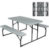 imageGiantex Folding Picnic Table Bench Set Outdoor Dining Table Set Large Camping Table for Patio Lawn Garden Poolside Portable Picnic Tables Weather Resistant Metal Frame Folding Legs Design GrayGrey