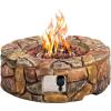imageGiantex Gas Fire Pit 28 Inch 40000 BTU Propane Fire Pit Outdoor wNatural Stone Cover ETL Certification StainlessSteel Gas Burner wElectronic Ignition Lava Rock BrownBrown