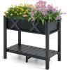 imageGiantex HIPS Raised Garden Bed Elevated Planter Box wLegs Storage Shelf Drainage Holes WeatherProof Standing Raised Beds for Backyard Porch Balcony Flower Herb Blue 44quot x 18quot x 29quotBlack
