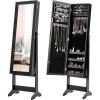 imageGiantex Jewelry Cabinet with FullLength Mirror Standing Jewelry Armoire Organizer with 64 Earring Slots 72 Ring Slots 20 Necklace Hooks 4 Storage Shelves 3 Angle Adjustable WhiteBlack