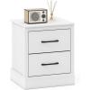 imageGiantex Modern Nightstand Wood Bedside Table with 2 Storage Drawers Compact Floor Night Stand End Table White Accent Sofa Side Table for BedroomWhite