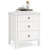 imageGiantex Nightstand with 3 Drawers Wooden Side End Table with Solid Wood Legs Retro 3Drawer Bedside Table Night Stand for Bedroom Home Office Small Space Easy Assembly WhiteWhite