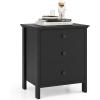 imageGiantex Nightstand with 3 Drawers Wooden Side End Table with Solid Wood Legs Retro 3Drawer Bedside Table Night Stand for Bedroom Home Office Small Space Easy Assembly WhiteBlack