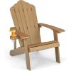 imageGiantex Outdoor Adirondack Chair  Oversized Patio Chairs wHidden Cup Holder Realistic Wood Grain 380 LBS Weight Capacity Weather Resistant Firepit Chairs for Backyard Garden 1 YellowTeak