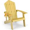 imageGiantex Outdoor Adirondack Chair  Oversized Patio Chairs wHidden Cup Holder Realistic Wood Grain 380 LBS Weight Capacity Weather Resistant Firepit Chairs for Backyard Garden 1 YellowYellow