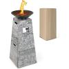 imageGiantex Outdoor Propane Fire Pit  48 Inch Propane Fire Bowl Column with Lava Rocks ampamp PVC Cover 30000 BTU Heat Output Stainless Steel Burner Patio Burning Gas Fire Pit Bowl for Backyard Poolside