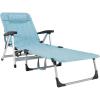 imageGiantex Patio Chaise Lounge Chair 7 Adjustable Position Folding Camping Cot Outdoor Lounger with Cup Holder Detachable Pillow Beach Sleeping Recliner for Poolside Lawn Sunbathing Chair 1 BlueBlue