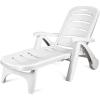 imageGiantex Patio Chaise Lounge Recliner on Wheels Folding Deck Chair with Armrests 5 Adjustable Positions for Poolside Yard Garden Rolling Outdoor Lounger Sunbathing Beach Chair1 GrayWhite