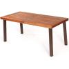 imageGiantex Patio Dining Table with Umbrella Hole Outdoor Picnic Table for Backyard Garden Lawn Farmhouse Acacia Wood Rectangular Table with Metal Legs Rustic BrownAcacia