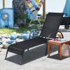 imageGiantex Patio Lounge Chair Outdoor Chaise Lounge with 5 Adjustable Backrest Sturdy Metal Frame Sunbathing Recliner Tanning Chairs for Outside Beach Yard Balcony Poolside BrownBlack